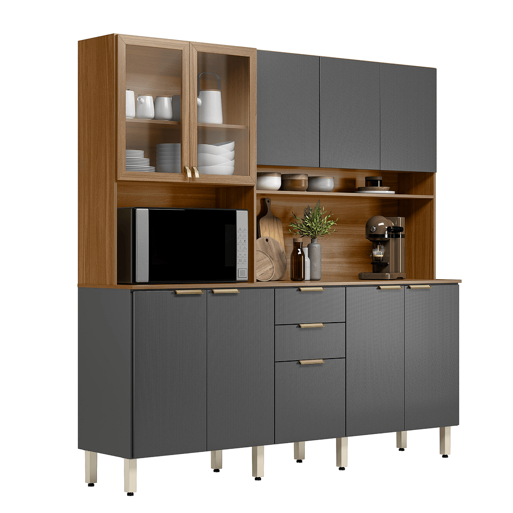 Cozinha Demóbile 10 Portas 2 Gavetas Amora Amêndola Touch/Nude Prime