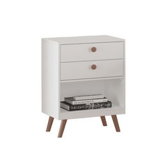 Mesa Cabeceira Turim 2 Gavetas Branco Tuboarte