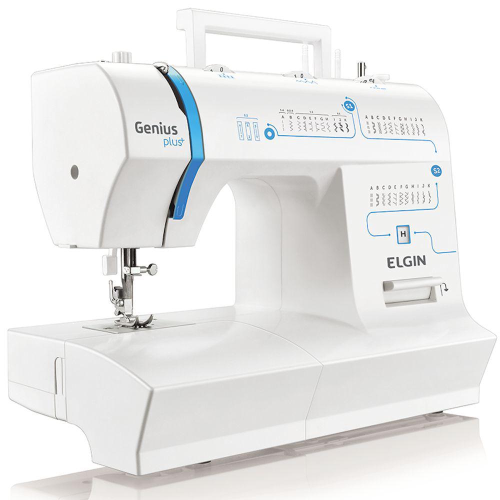 Máquina de Costura Elgin JX4035 Genius Plus Branco Azul 220V