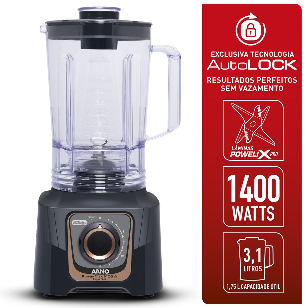 Liquidificador Arno LN81Power Max Autolock 1400W Cinza 220V