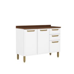 Balcão de Aço Bertolini Bella Triplo 2 Gavetas Branco