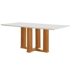 Mesa LJ Florença Para 4 Cadeiras 1,20x0,80m Com Vidro 4mm Off White/Castanho Cinamomo