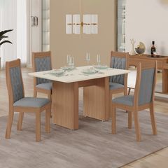 Conjunto Sala de Jantar Tuboarte Manoela Com 4 Cadeiras Bella Freijo Off White Roma Kel