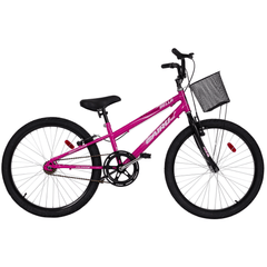Bicicleta Cairu Bike Aro 24 Bella Feminina Pink/Preto Com Cesta