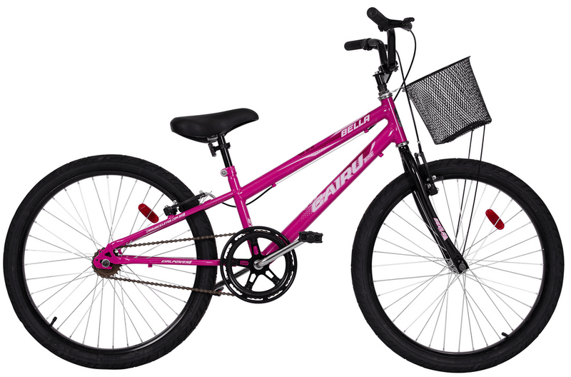 Bicicleta Cairu Bike Aro 24 Bella Feminina Pink/Preto Com Cesta