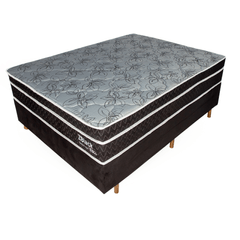 Conjunto box Casal 1,38x188x75 Zblack Zeflex(preto)