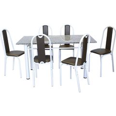 Conjunto de Mesa Móveis Moura Michelly 6 Cadeiras Tampo Retangular 150X75cm Granito