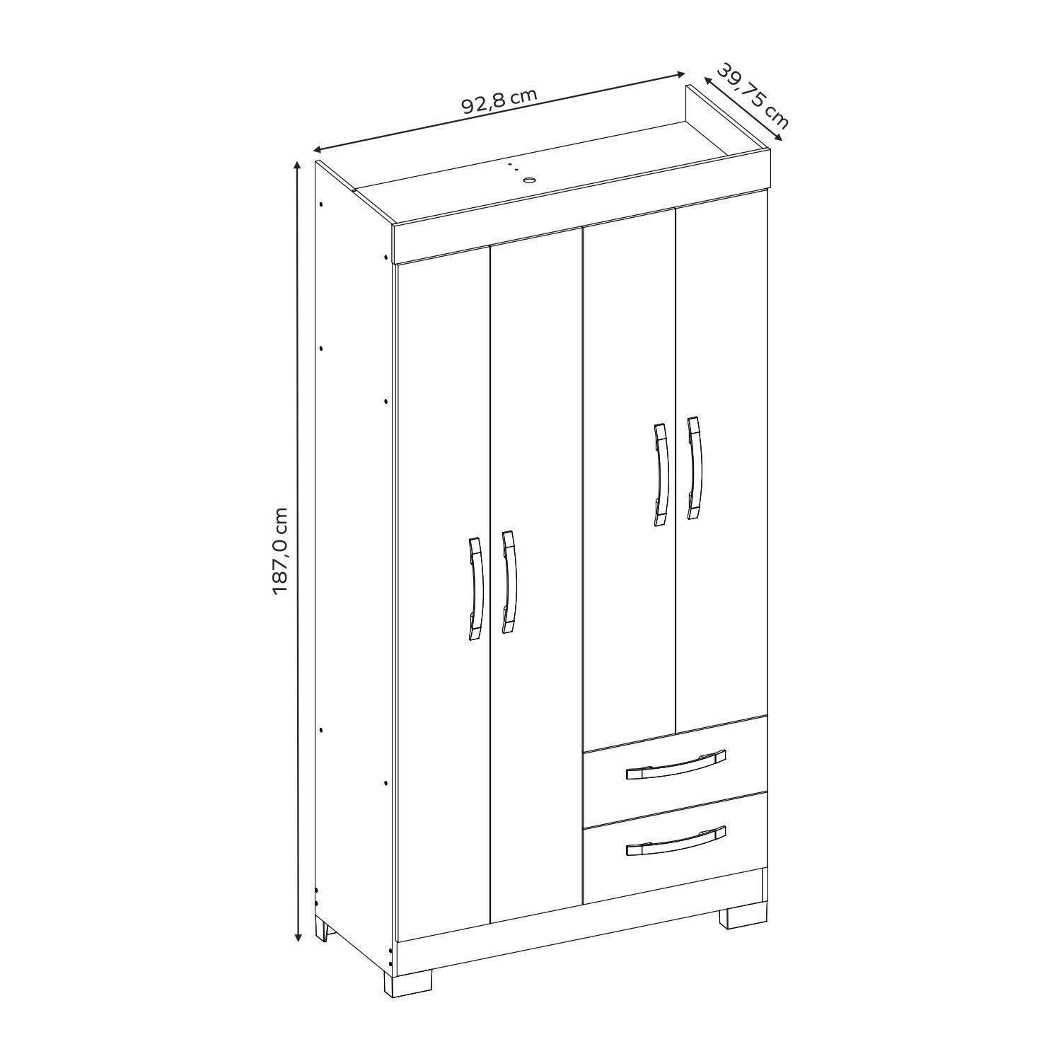 Roupeiro Notável 4 Portas 2 Gavetas NT 6010 (Freijó Trend/Off White)
