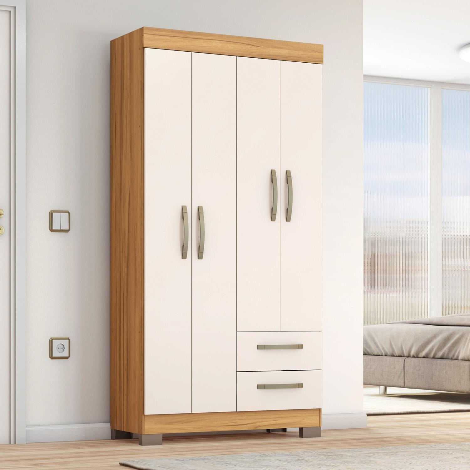 Roupeiro Notável 4 Portas 2 Gavetas NT 6010 (Freijó Trend/Off White)