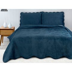 Kit de Colcha Camesa Neo Velvet 03 Peças Casal Marinho