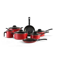 Jogo de Panelas Brinox Garlic 7 Peças Vermelho