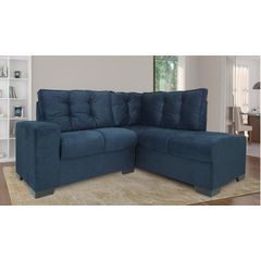 Sofá Canto JW Estofados Canadá Veludo T07 Azul Navy