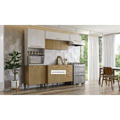 Cozinha De Madeira Kits Parana 3 Peças Urbane Freijó Supremo Com Ripado