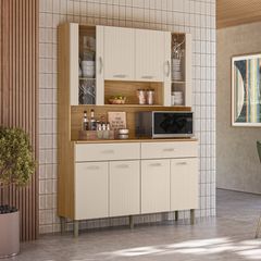 Kit Cozinha de Madeira Kit´s Paraná Golden Plus 8 Portas 2 Gavetas Freijó Soft