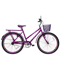 Bicicleta Cairu Aro 26 Genova Violeta Com Cesta Pers. Freio V Brake