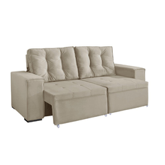 Sofá 3 Lugares JW Estofados New York Retrátil Reclinável Veludo Castor