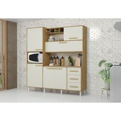 Cozinha de Madeira Avelan Sofia New 6 Portas 3 Gavetas Freijó Off