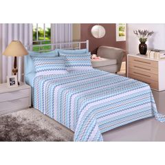 Jogo de Cama Casal 04 Peças Estamparia 100% Algodão Geométrico Premium Plus