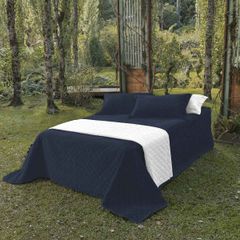 Kit de Colcha Appel Velvet 03 Peças King Marinho