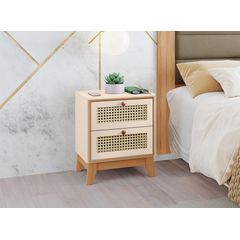 Mesa Cabeceira Tuboarte Ferrara 2 Gavetas Com Tela Indiana Off White Freijó