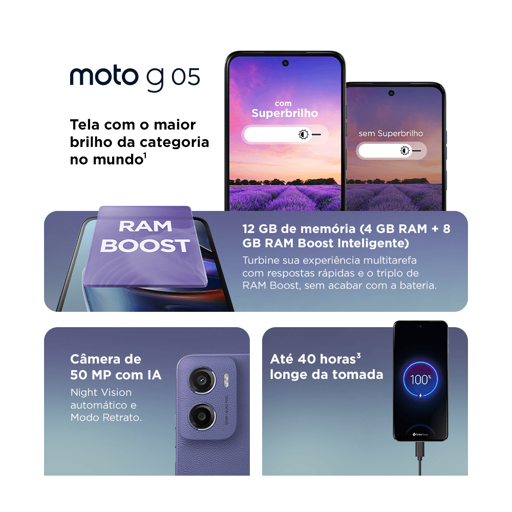 Smartphone Motorola Moto g05 128GB, 4GB Ram, Camera 50MP,Bateria