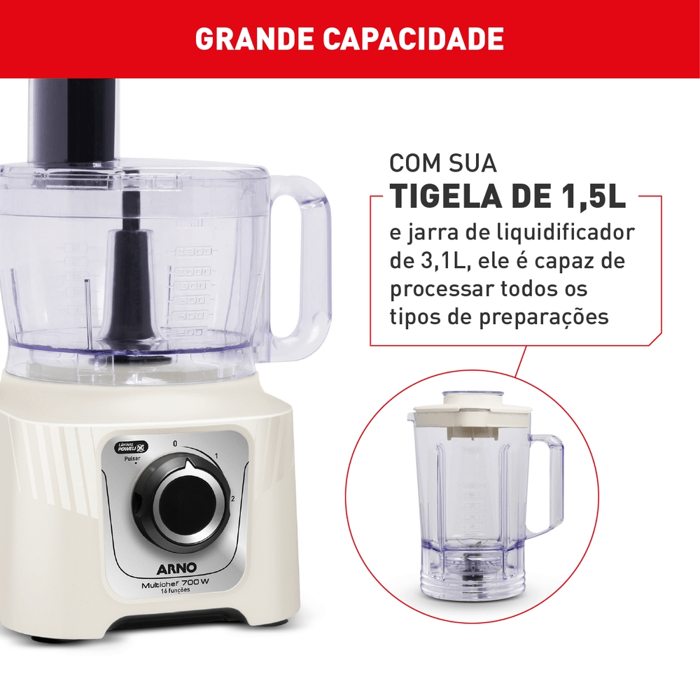 Multiprocessador Arno MP62 Multichef 700 Watts 6 Funções Marfim 220V