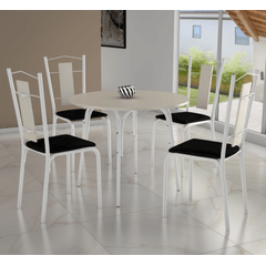 Conjunto Sala Tubform Doha 4 Cadeiras Amora Tampo MDF Branca