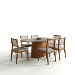 Conjunto sala BA66 Com 6 Cadeiras Madresilva (Amêndoa)