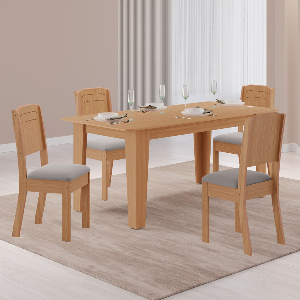 Conjunto Sala de Jantar Tuboarte Taís Com 4 Cadeiras Star Freijo